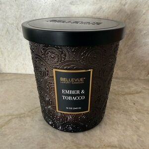 NEW! Bellevue Luxury Candle Ember & Tobacco - Black, 12 oz.